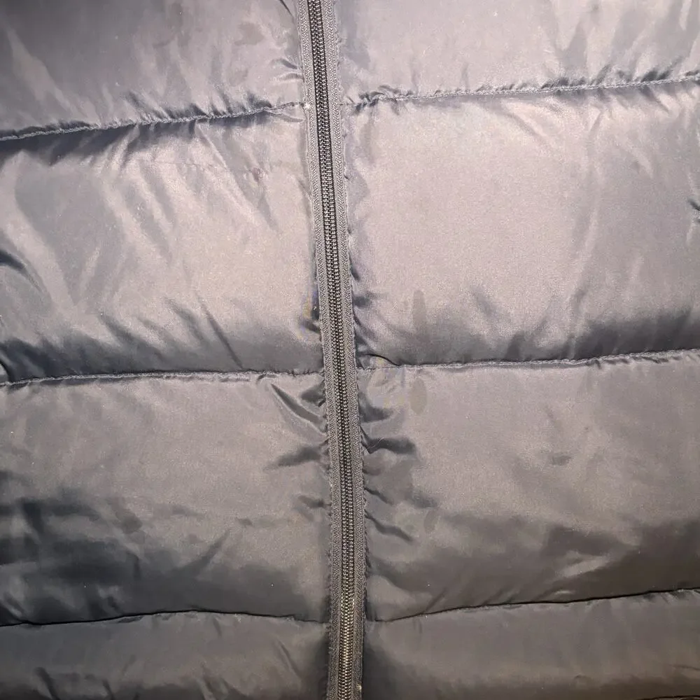 Cabela’s Goose Down Puffer Jacket XL Navy 650 Fill Stained 28x27 Read